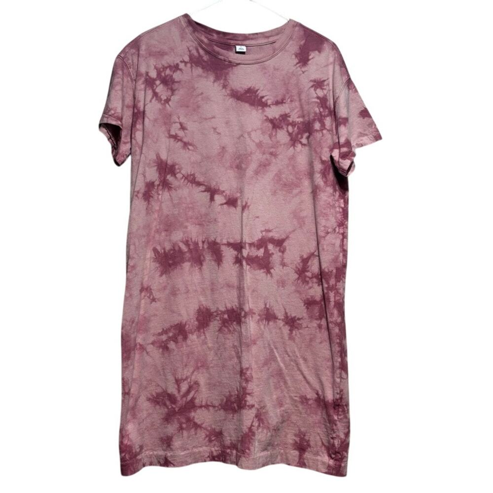 Old Navy Women's Small Mauve Pink Tie Dye T-Shirt Dress Casual Crew Neck Boho - Picture 1 of 7